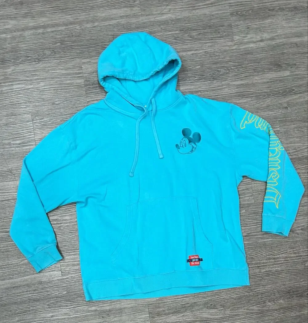 Official Disneyland Resort 2022 Mickey Mouse Light Blue Hoodie Sweatshirt Men XL